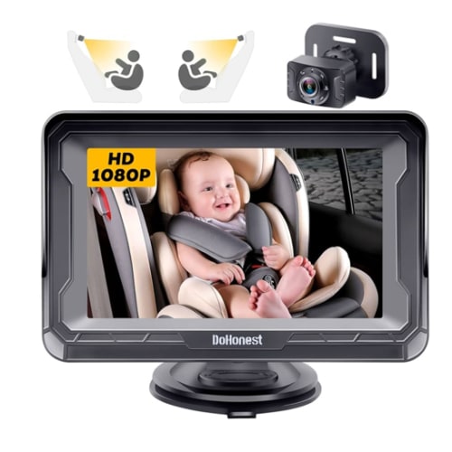 DoHonest Baby Car Camera HD 1080P - Rear-Facing Car Baby Monitor with Night Vision, Adjustable View Angle, Easy Setup, Anti-Glare Display, Safety for Kids & Infants