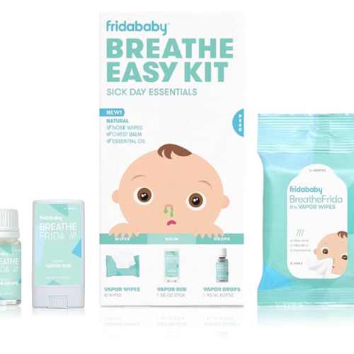 Frida Baby Breathe Easy Kit Sick Day Baby Essentials - Vapor Wipes, Vapor Rub + Organic Vapor Drops to Help Baby Breathe Easy, Natural Baby Congestion Relief