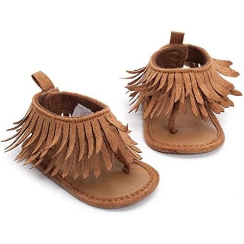 Infant Newborn Baby Girl Summer Anti-Slip Soft Sole Crib Shoes Tassel Moccasin Sandal