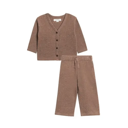 Organic 2-Piece Waffle Cardigan and Pant Set