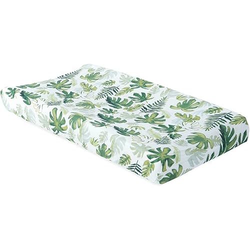 Little Unicorn Premium Changing Pad Cover | Extra Soft & Breathable Muslin Fabric (Tropical Leaf)