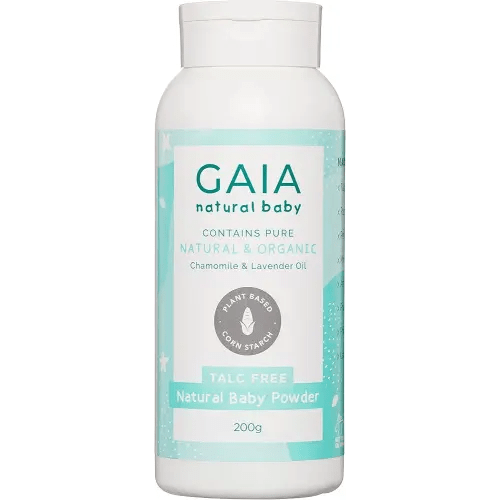 GAIA Natural Baby Powder | 100% talc free baby powder | cornstarch | organic Chamomile | organic Lavender | Perfume Free | Paraben Free | Nappy rash | Australian Made | Gentle baby care | 200g