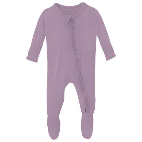 Muffin Ruffle Footie with 2 Way Zipper in Lavender