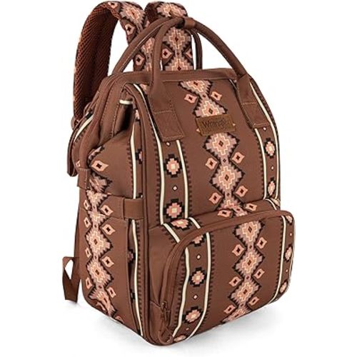 Wrangler Aztec Backpack Organized Daypack Travel Baby Bag with Stroller Strap and Side Bottle Pockets WG2204-9110CM