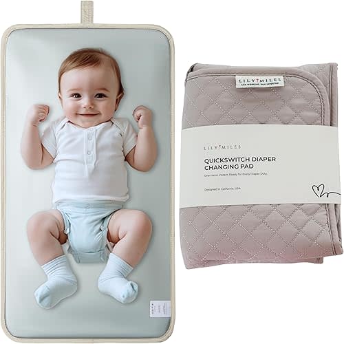 Lily Miles Diaper Changing Pad Portable, Baby Changing Mat with Magnetic Latches, Travel Pad for Diaper Bag, Baby Essentials, Wipeable & Waterproof Mat (Soft Sand, Regular)