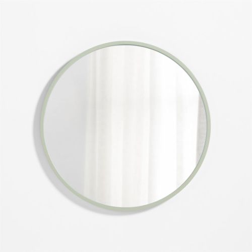 Finn Sage Green Wood 31" Round Wall Mirror