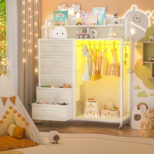 Aheaplus Dresser with 5 Fabric Drawers, Closet Storage