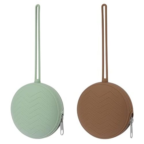 2 Pack Silicone Pacifier Holder Case, Bpa-Free Newborn Pacifier Pouches For Baby Boys & Girls, Portable Container Case (Light Grey/Tradewinds)