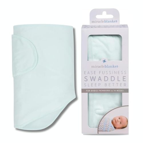 Miracle Blanket Swaddle Wrap - Boy, Girl, or Neutral Receiving Baby Blanket - Soft, Wearable Sleep Sack Essential for Newborns and Infants (Mint)