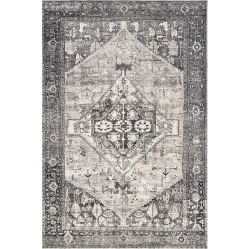 Adley Hexagon Medallion Washable Rug | Grey