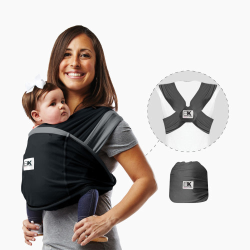 Baby K'tan Active Oasis Baby Wrap Carrier - Black & Grey, Medium