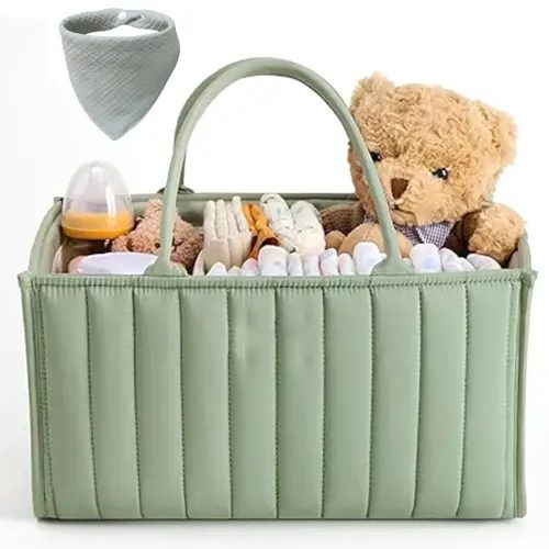 Diaper Caddy Organizer - Large Nappy Caddy Organizer for Baby Nursery, Car Storage, Baby Gift Basket, Changing Table, Portable Organiser, Green: Baskets & Liners: Amazon.com.au