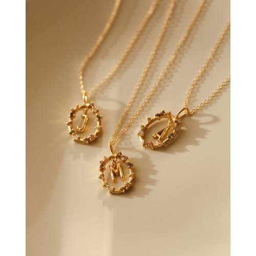 GLDN Gemstone Initial Pendant Necklace