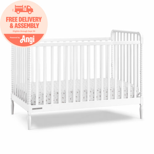Delta Children Lily 4-in-1 Convertible Crib - Greenguard Gold Certified, Bianca White