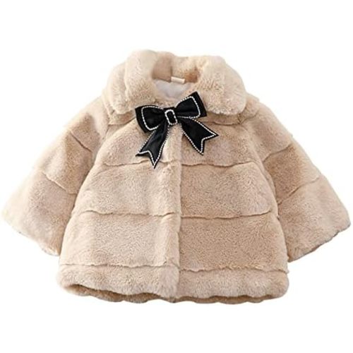 Panegy Baby Girl Winter Fur Coat Fuzzy Cute Warm Cape Jacket Cloak Overcoat 6 Months - 5 Years Thick Outwear