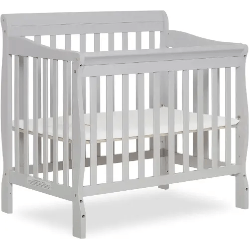 Dream On Me Aden 4-in-1 Convertible Mini Crib In Grey, Greenguard Gold Certified, Non-Toxic Finish, New Zealand Pinewood, With 3 Mattress Height Settings