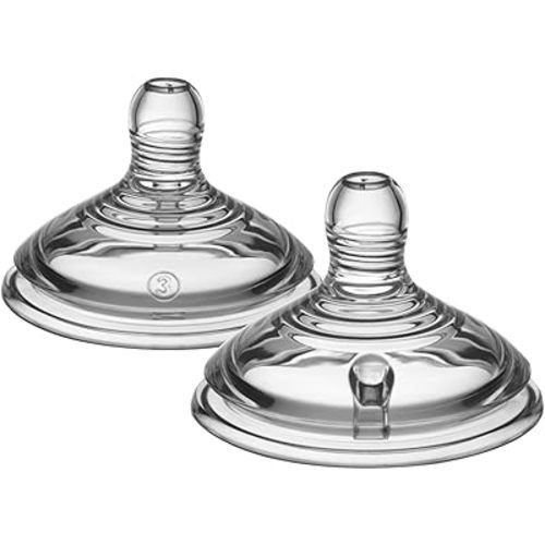 Tommee Tippee Natural Start Baby Bottle Nipples, Fast Flow, 6+ Months, Breast-Like for a Natural Latch, Anti-colic Valve, Soft Silicone, Pack of 2