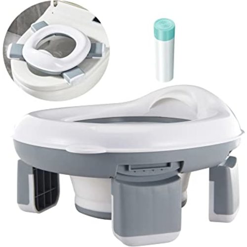 PandaEar Portable Travel Potty for Toddler Kids, Foldable Baby Potty Training Toilet Seat with Travel Bag and Storage Bag, Folding Potty Seat for Toilet, Boys and Girls Indoor and Outdoor