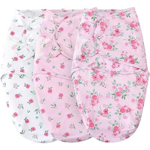 david's kids 100% Cotton Baby Swaddle Wrap 0-6 Months, Soft Breathable Swaddle Blanket for Newborn Infant, Adjustable Baby Swaddle Sleep Sacks for Boys Girls, Newborn Essentials, Floral