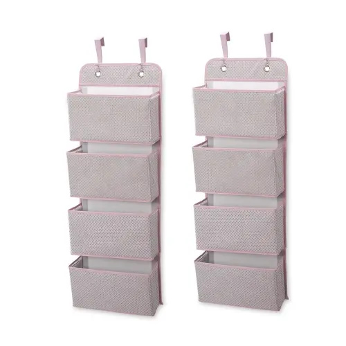 Delta Children 4 Pocket Over The Door Hanging Organizer - 2 Pack, Easy Storage/Organization Solution - Versatile and Accessible in Any Room in the House, Pink