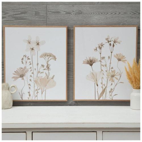 Neutral Wildflowers Wood Wall Decor Set