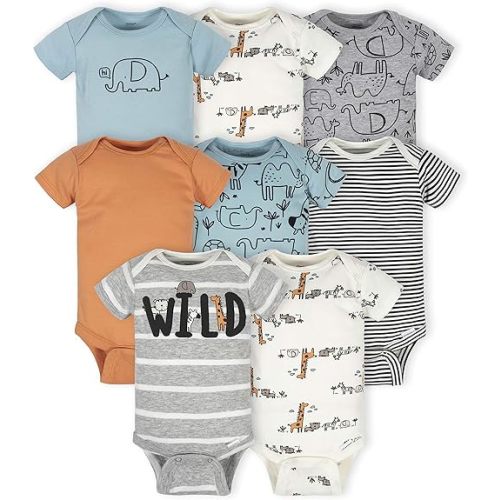 Gerber Baby Boys' 8-Pack Short Sleeve Onesies Bodysuits