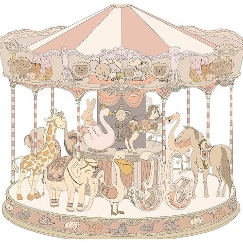 New Carousel Swaddles Soft Baby Muslin Swaddle Blanket (Carousel Light Pink)