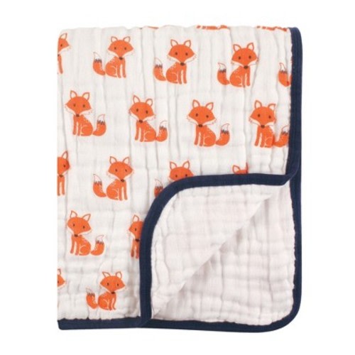 Hudson Baby Infant Muslin Tranquility Quilt Blanket, Foxes, One Size