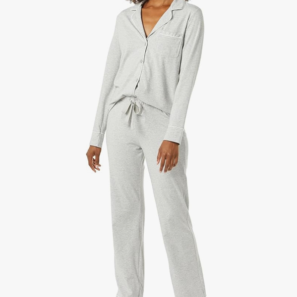 Amazon Essentials Women's Long Sleeve Cotton Modal Pajama Set, Loungewear with Full-Length Bottom