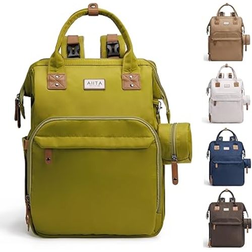 Diaper Bag Backpack, Multifunction Diaper Bag with Changing Station, Stylish Baby Bags, Large Unisex Diaper Backpack for Mom and Dad, Baby Registry Search, Portable Changing Pad – Yellow Green