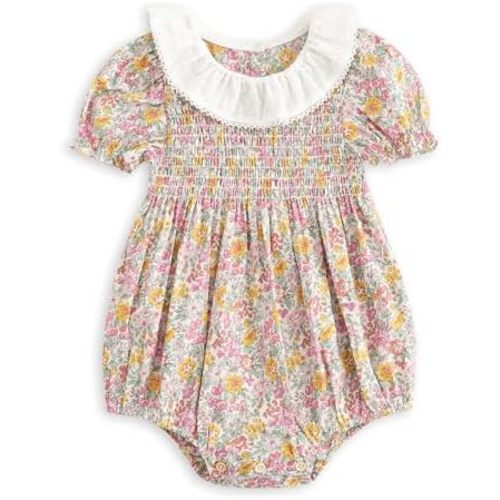 Curipeer Infant Baby Girls Summer Floral Romper Baby Bubble Sleeve Ruffle Romper Outfit 3M-2T