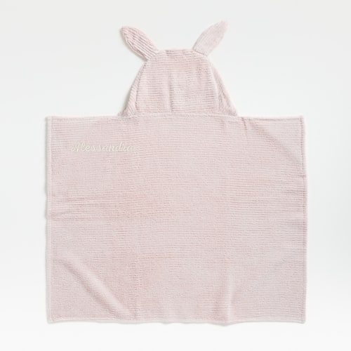 Personalized Bunny Mauve Rose Organic Cotton Hooded Baby Towel