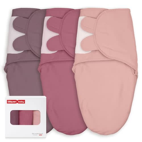 GLLQUEN BABY Swaddles for Newborns Organic Cotton, Soft Baby Girl Swaddles 3-6 Months, Reduce Startle Reflex Womb-Like Sleep Sack Wrap Nursery Swaddling Blankets Mauve Blush Dusty Rose