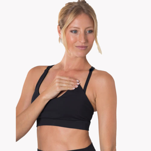 Océane 2 - Medium Support Nursing Sport Bra No Pumping (Noir) – Sweat and Milk LLC