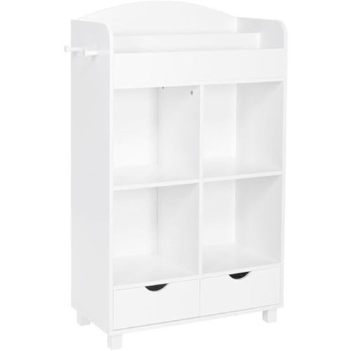 RiverRidge Home Bookshelf for Kids Toy Storage Cabinet with Cubbies Book Nook Area- 4 Cubbies, 2-Slot Bookrack, 2 Drawers & Hooks for Kids Toys, Games & Book Storage Fits RiverRidge Folding Cubby Bins