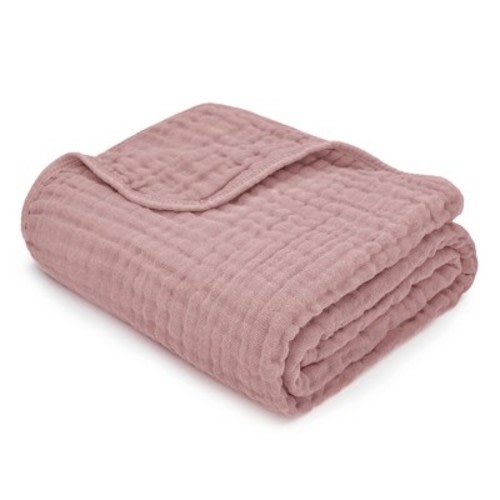 Baby Muslin Blanket, Large 40" X 40" By Comfy Cubs, Color: Mauve