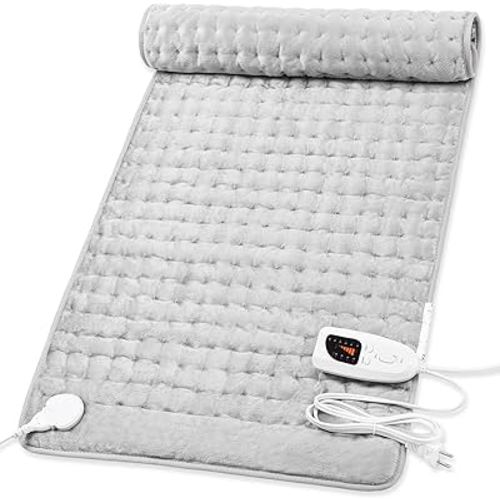 Deepsoon Heating Pad,Electric Heating Pads for Back,Neck,Abdomen,Moist Heating Pad for Shoulder,Knee,Arms,Legs,Dry/Moist Heat & Auto Shut Off,Christmas Gifts for Men and Women,Light Gray,40x20 Inch