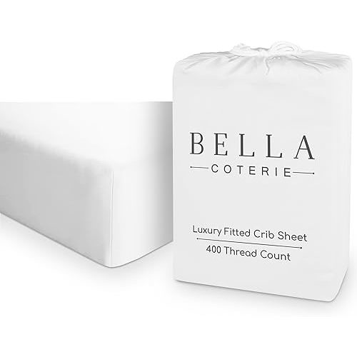 Bella Coterie Luxury Bamboo Crib Sheet | Organically Grown | Ultra Soft | Cooling for Better Sleep | Deep Pocket Fitted Sheet for Crib & Toddler Mattress | Viscose Made from Bamboo [White]