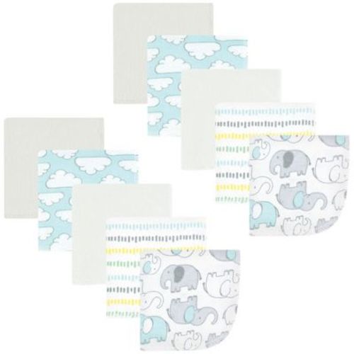 Hudson Baby Flannel Washcloths, Neutral New Elephant 10pk, One Size
