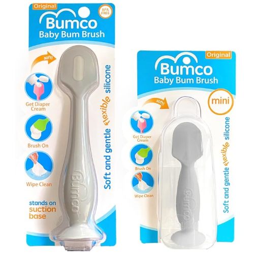 Bumco Diaper Cream Spatula Home & Travel Set - BPA-free Butt Paste Diaper Cream Applicator, Soft Diaper Rash Cream Applicator, Butt Spatula Baby, Mom-Invented Diaper Bag Essentials, 2-Pack - Gray