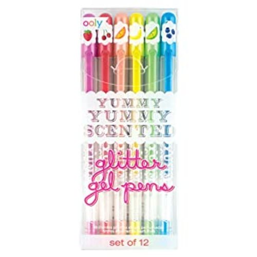 OOLY, Yummy Yummy Scented Glitter Gel Pens, Set of 12, For Note Taking, Scrapbooking, Journaling. Colorful Art Supplies Cute School Supplies for Kids or Teens, Multicolor Drawing Pens