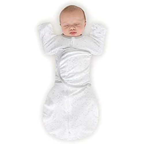 Amazing Baby 6-way Omni Swaddle Sack with Wrap & Arms Up Sleeves & Mitten Cuffs, Easy Swaddle Transition, Better Sleep for Newborn Baby Boys & Girls, Sterling Confetti, Small, 0-3 Months