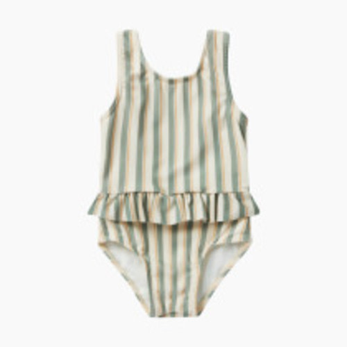 Rylee + Cru Skirted One-Piece - Aqua Stripe, 6-12 M