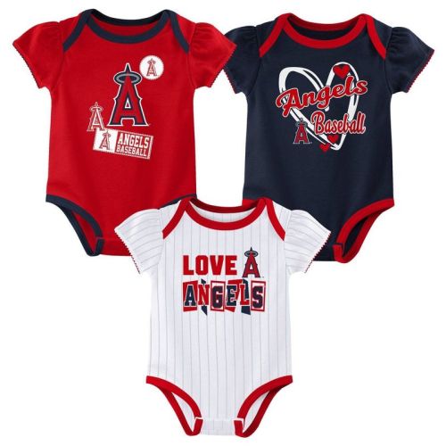 MLB Los Angeles Angels Infant Girls' 3pk White Bodysuit - 3-6M