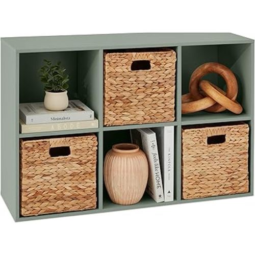 Best Choice Products 6-Cube Storage Organizer, 11in Shelf Opening, Bookcase, Display Shelf, Customizable w/ 3 Removable Back Panels – Sage