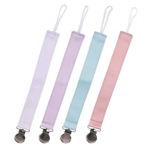 Viaky 4-Pack Baby Pacifier Clips - Handmade Linen Leashes for Newborn Boys and Girls, Universal Fit