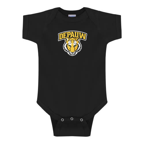 DePauw University Grey Infant Onesie Primary Mark