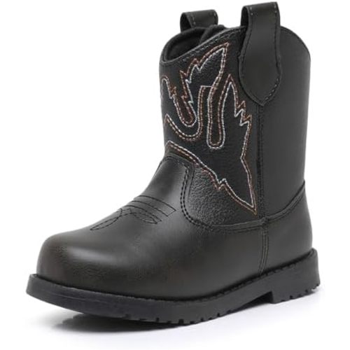 Blikcon Toddler Cowboy Boots for Boys Girls Baby Infant Cowgirl Boots Round Toe All Seasons 6-36 Months (Infant/Toddler)