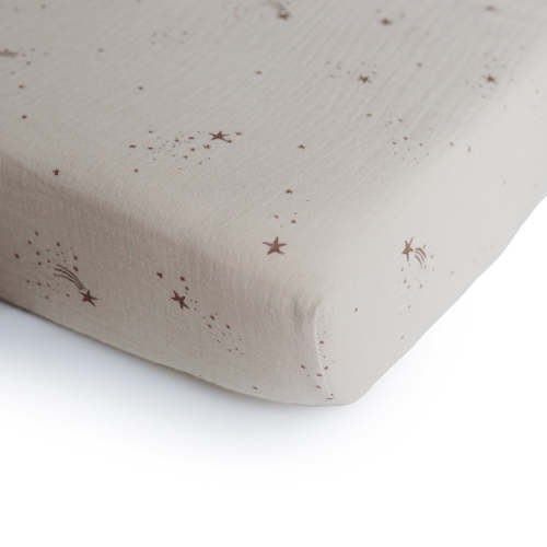 Mushie Extra Soft Muslin Crib Sheet - Falling Stars