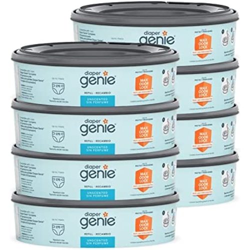 Diaper Genie Bags Refills 270 Count (Pack of 8) with Max Odor Lock | Holds Up to 2160 Newborn Diapers